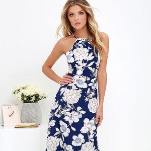 Lulus In Blossom Blue Floral Print Maxi Dress